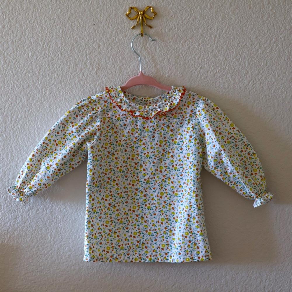 Boutique Floral Ruffle Collar Blouse Baby Toddler Girl 24mo